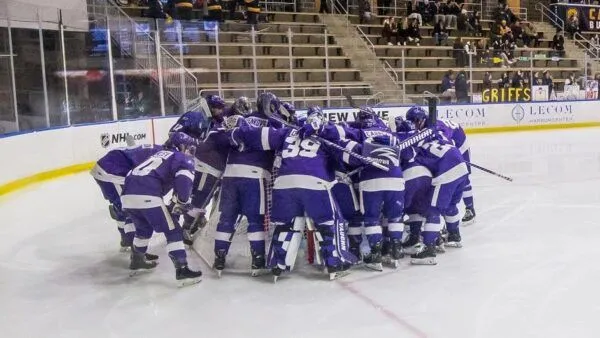 NU mens hockey team on the ice
