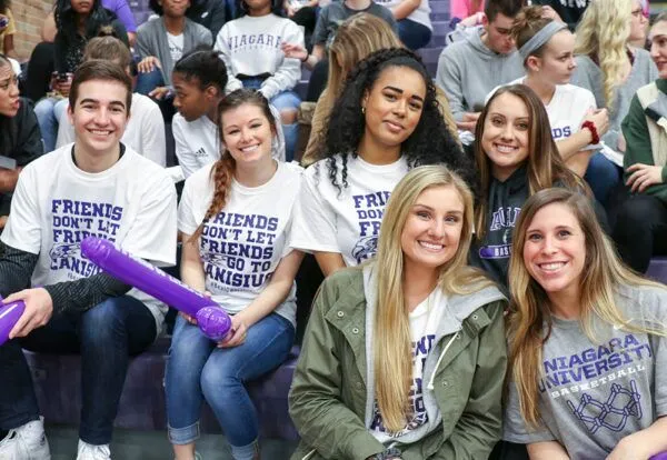 Students in NU gear at an athletic event