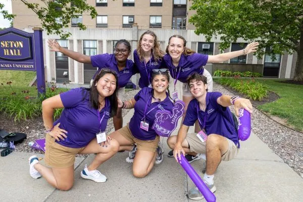 Group of Orientation Leaders holding NU Finger Foam