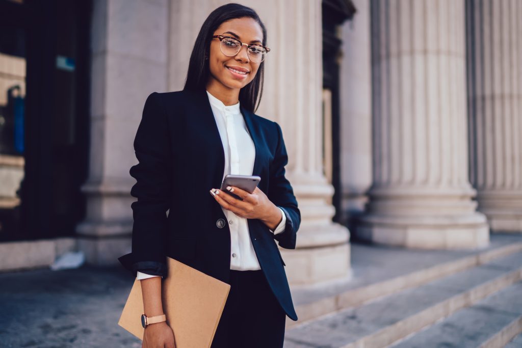 Lawyer in front of courthouse